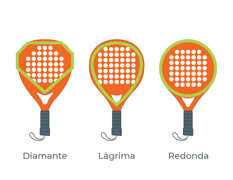 palas de padel diamante, lágrima o redonda